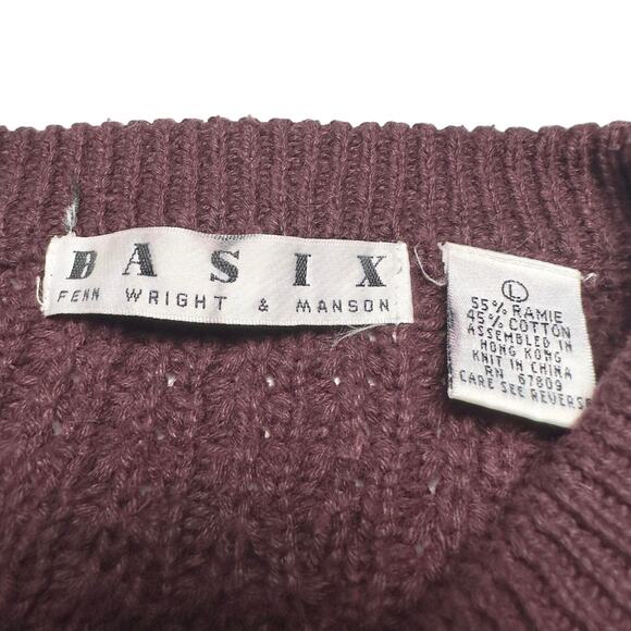BASIX Fenn Wright & Manson | Men | Vtg Burgundy Knit Fisherman Sweater | Large - Picture 8 of 8